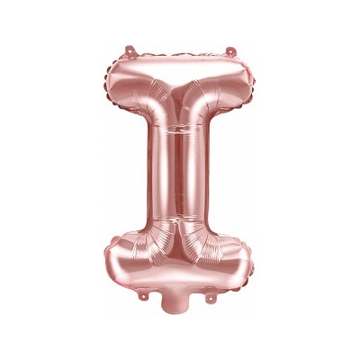 PartyDeco Fóliový balón Mini Písmeno I 35 cm ružovo zlatý