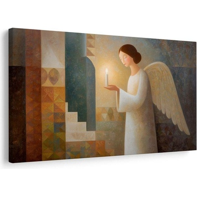 Vánoční obraz ochraňující anděl - 60x40