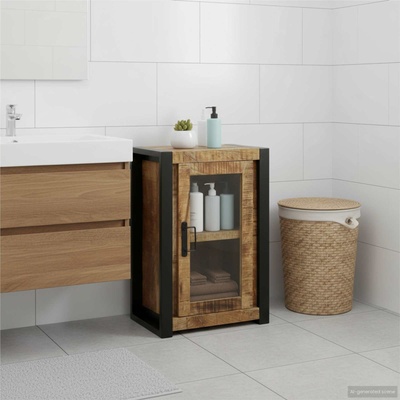 vidaXL Шкаф за баня Кафяво 40 x 30 x 60 cm Солидно мангово дърво (4016012)