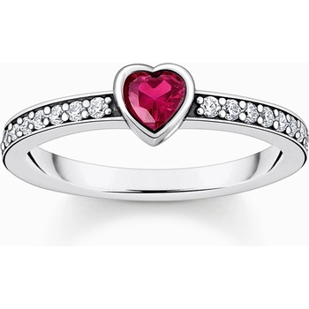 Thomas Sabo TR2448-640-10-56 Silver solitaire ring w. red stone + zirconia , Жени