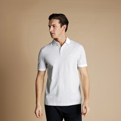 Charles Tyrwhitt Pique polo White Navy Stripe