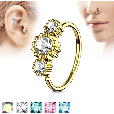 Šperky eshop ocelový piercing do nosu nebo do ucha barevné zirkony v objímce P10.18 Aqua modrá Q