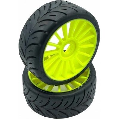 SP RACING 1/8 GT COMPETITION gumy SUPER SOFT nalepené gumy žluté disky 2 ks