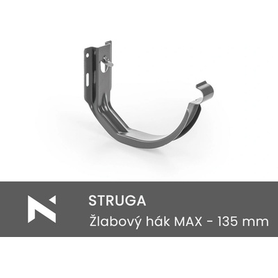 Bratex Struga Žľabový hák čelný Max 135 mm RAL 7024 grafitová sivá