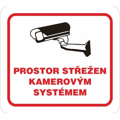 Prostor střežen kamerovým systémem 100x90 mm samolepka