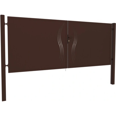 EKOfence Dizajnová brána BELLA 2kr. 3800x1200mm hnedá so plotový stĺpikmi 16415