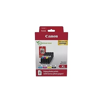 Canon CLI-551XL C/M/Y/BK Photo Value Pack + Canon Photo Paper Variety Pack A4 & 10 x 15cm (VP-101) (6443B006AA_0775B079AA)