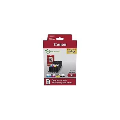 Canon CLI-551XL C/M/Y/BK Photo Value Pack + Canon Photo Paper Variety Pack A4 & 10 x 15cm (VP-101) (6443B006AA_0775B079AA)