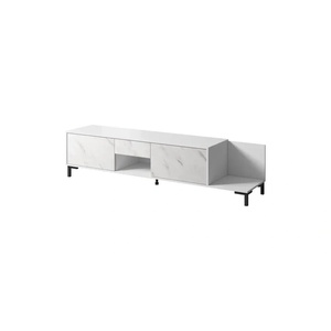 Cama meble RTV Шкаф MARMO 2D1S1K 195x40x47.5 см бял мат/мраморно бял (MARMO RTV BI)