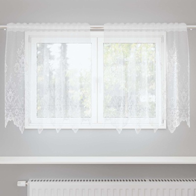 vidaXL Перде от дантела С завеси Флорален Бяло 100 x 150 cm Полиестер (4107749)