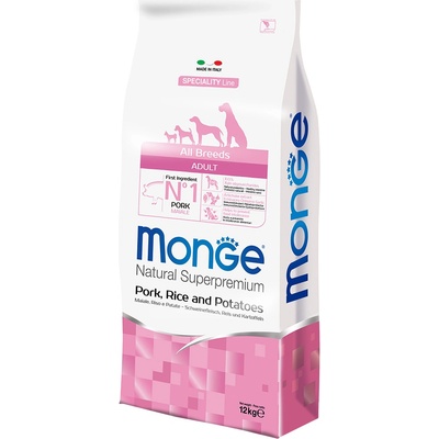 Monge Superpremium All Breeds Adult vepřové maso rýže a brambory 12 kg