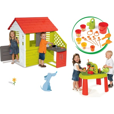 Smoby set domček Jura Lodge a stôl De Jardinage 2v1