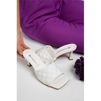 Moda Trend Дамски чехли с ток s195 - Бели 297496 (297496_Бяло)