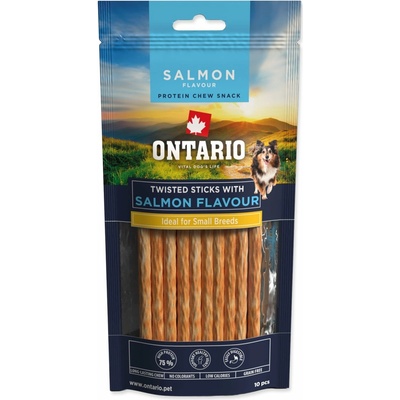 Ontario Protein príchuť losos žuvacia krútená tyčinka 10ks 12,7 cm