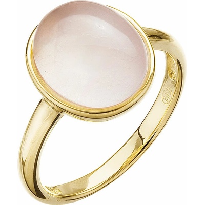 Evolution Group Pozlacený prsten ovál s růženínem 15024.3