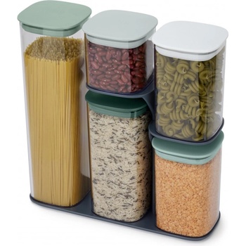 Joseph Joseph Комплект буркани 5 бр с поставка Joseph Joseph Podium 81128, Без BPA, Стъкло, Зелен/Бял (81128)