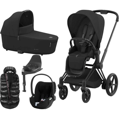 CYBEX Set e-Priam Matt Black Seat Pack 2024 + Cloud T i-Size PLUS a báze + Zimní fusak sepia black
