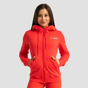 GymBeam Дамски суичър с цип Limitless Hot Red M