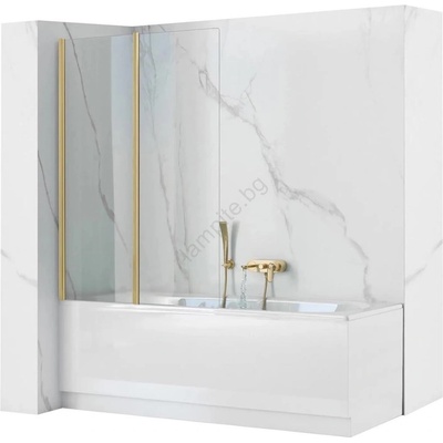 Rea REA-K9777 - Сгъваем параван за вана AGAT 140x100 см четкано злато/прозрачно (RE0021)