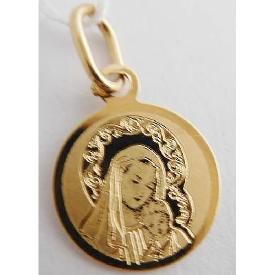 Klenoty Budín Zlatá gravírovaná madonka s dítětem kolečku H822