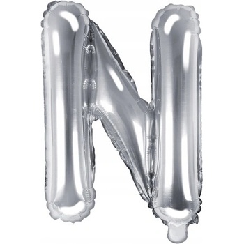 Party Deco Fóliový balón písmeno "N", 35Cm, strieborný