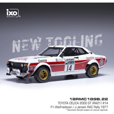 Toyota Celica 2000 GT RA21 RAC Rally 1977 14 Walfriedsson Jensen IXO 1:18