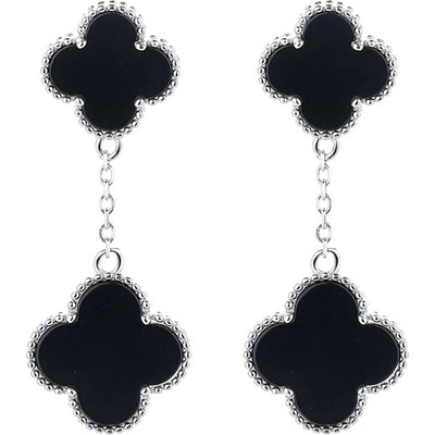 Majya Stříbrné náušnice LUCKY MIJA black 11836