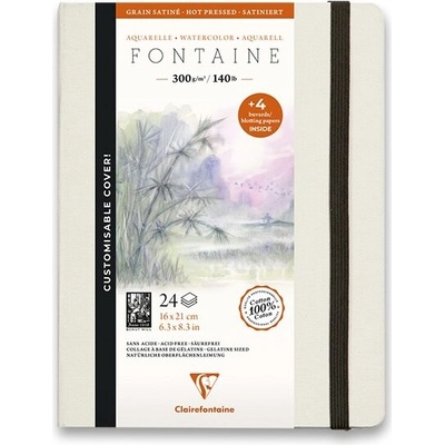 Clairefontaine Akvarelový album Fontaine Hot Pressed 21 x 16 cm 24 listov 300 g