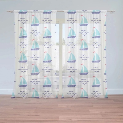 Záclony Modré lodičky: 2 ks - 150x250 cm - Sablio