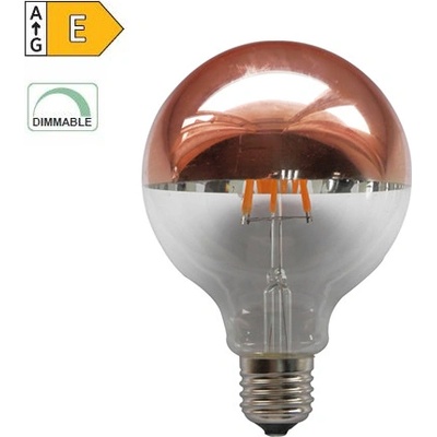 Diolamp LED Filament zrcadlová žárovka 8W/230V/E27/2700K/900Lm/180°/DIM, měděný vrchlík