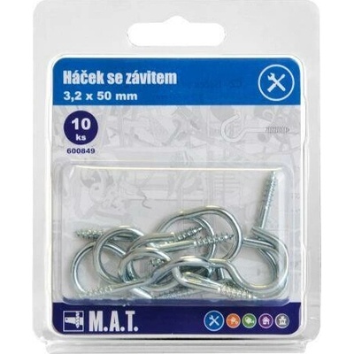 háček se závitem 50x3,2mm Zn (10ks)