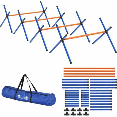 PawHut 4dílné vybavení pro agility s výškově nastavitelnými překážkami