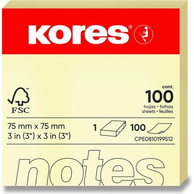 Kores samolepicí bloček 75 x 75 mm, 100 listů