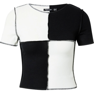 Nasty Gal Тениска черно, бяло, размер 14
