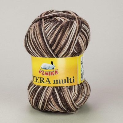 Vlnika Pletací příze TERA MULTI 822 hnědá, melírovaná, 100g/300m