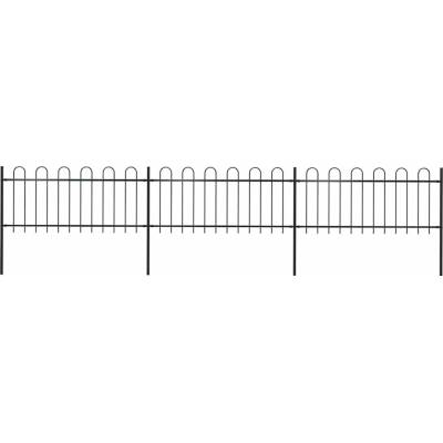 OMAXI Zahradní plot s obloukem nahoře ocelový 504 x 80 cm černý 710709