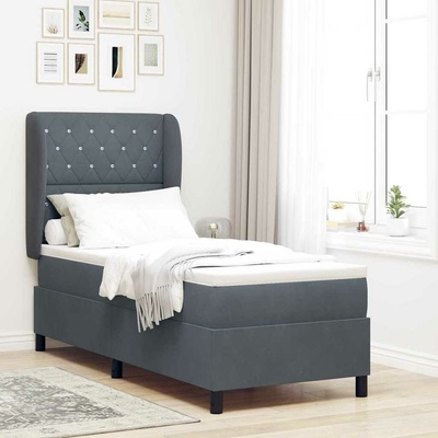 zahrada-XL 3340845 Postel s boxspringem s matrací Tmavě šedá samet