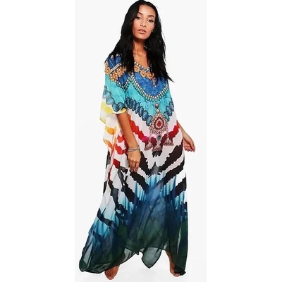 Дълга плажна туника с цветен десен