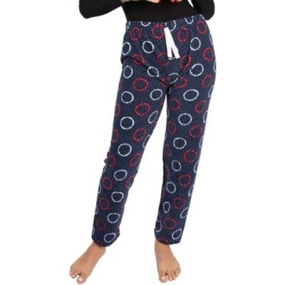 Дамско поларено долнище на пижама в тъмносиньо с кръгове