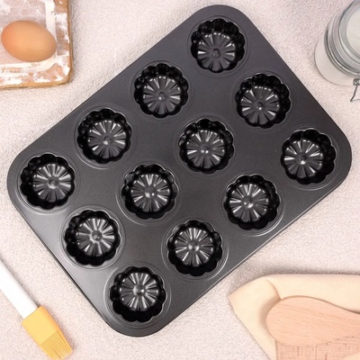 HORECANO 35 х 26 см форма за 12 кръгли мъфина - цвете (0193632)