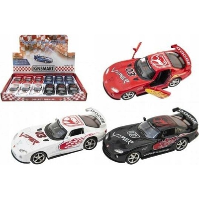 Kinsmart Autíčka Dodge Viper GTS-R 12 5 cm Kov/Plast 4 Barvy Natahovací 12 kusů v Krabici 1:36