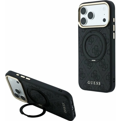 Guess PU 4G krúžkový stojan MagSafe zadný kryt pre iPhone 18 Pro Max black