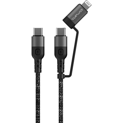 4smarts ComboCord CL USB-C to USB-C and Lightning Cable - качествен многофункционален кабел USB-C към USB-C или Lightning (25 см) (черен)