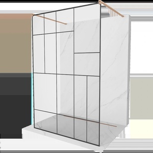 Mexen Kioto самостоятелна душ стена 120 x 200 см, черен модел 8 мм, четкана мед - 800-120-002-65-78 (800-120-002-65-78)