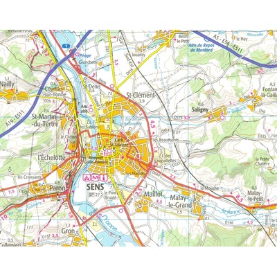 128 Auxerre Montargis 1:100t mapa