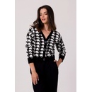 BK104 Buttoned cardigan with houndstooth patern black