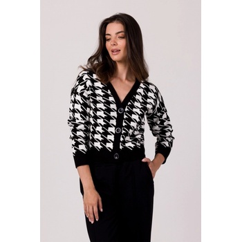 BK104 Buttoned cardigan with houndstooth patern black