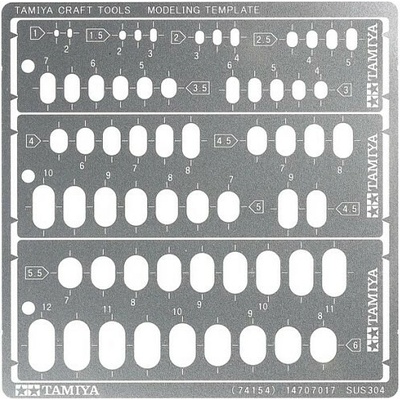 Tamiya Šablóna oválna Modeling Template RR 1-6mm
