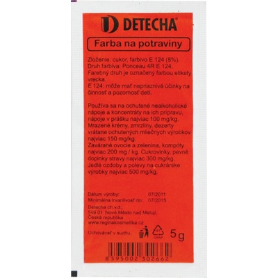 Detecha farba na potraviny červená červená 5 g