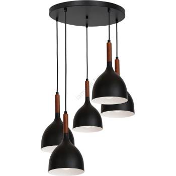 Luminex Пендел NOAK WOOD 5xE27/15W/230V черен/бук (LU3709)